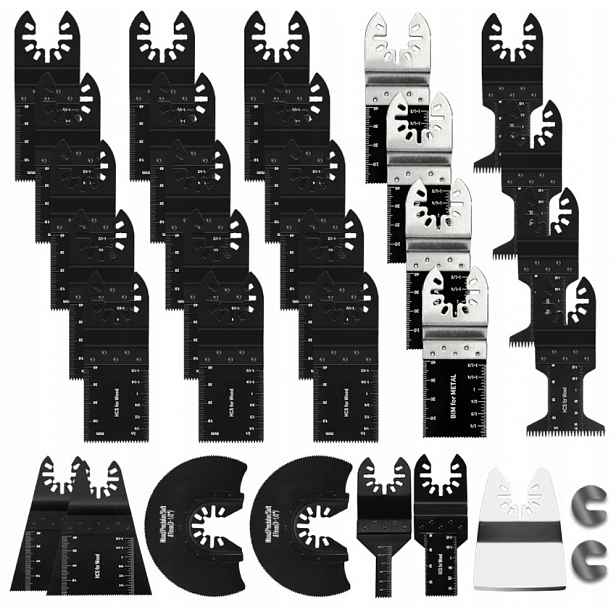 Sada pilových listů 31 kusů pro multitool pily na dřevo, univerzální