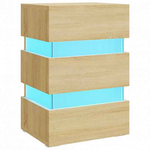 vidaXL Noční stolek s LED dub sonoma 45 x 35 x 67 cm kompozitní dřevo