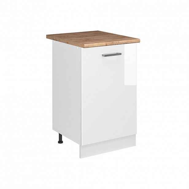 Vicco SPODNÍ SKŘÍŇKA KUCHYŇSKÉ LINKY R-Line, Bílá vysoký lesk/Bílá, 50 cm pracovná doska Dub Goldkraft