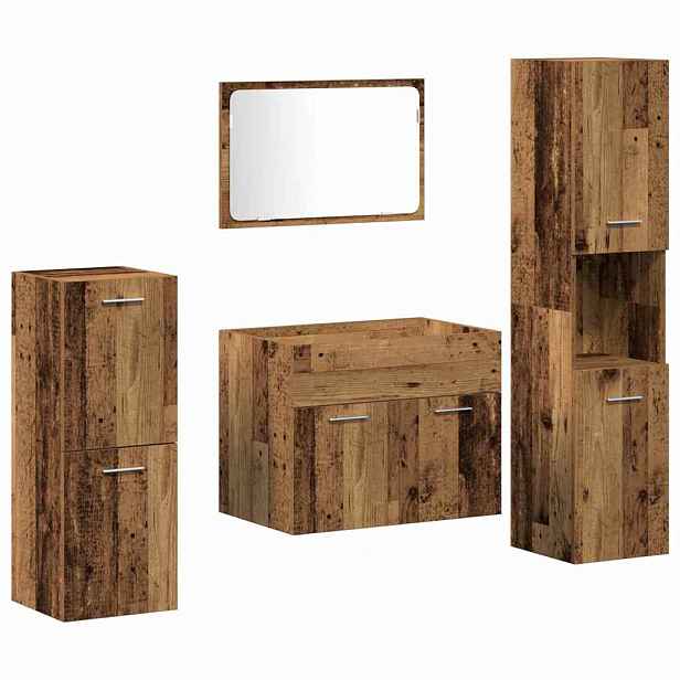 vidaXL Sada koupelnového nábytku 4 ks Staré dřevo 41 x 38,5 x 46 cm