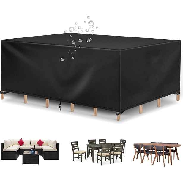 Obal na zahradní nábytek pro židle a stůl, voděodolná plachta 230×165 cm