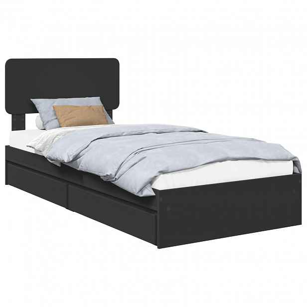 vidaXL Postel s úložným prostorem Černá 90 x 190 cm Kompozitní dřevo