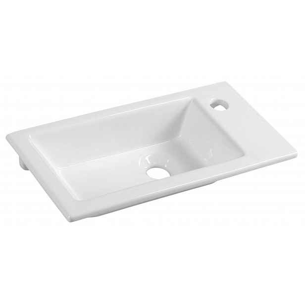 Aqualine Zuno - Nábytkové umyvadlo 50x25 cm, bez přepadu, otvor pro baterii vpravo, bílá 9050