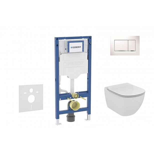 Geberit Duofix - Set předstěnové instalace, klozetu Tesi a sedátka, tlačítko Sigma20, bílá/chrom SANI11CD3120