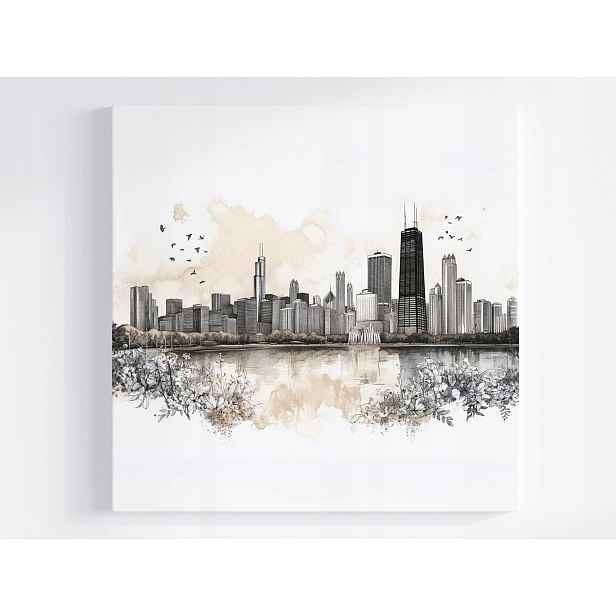 Obraz Na Plátně Canvas Město Panorama Chicago Willis Tower Skica 50x50
