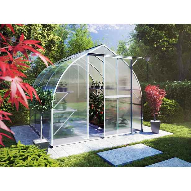 Zahradní skleník KGT Rhodo III 2,3 x 2,3 m, šedá hliník