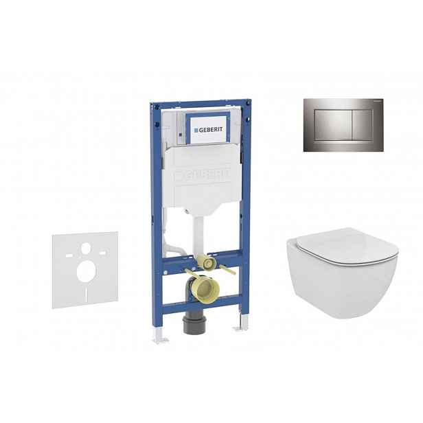 Geberit Duofix - Set předstěnové instalace, klozetu Tesi a sedátka, tlačítko Sigma20, chrom SANI11CD1121