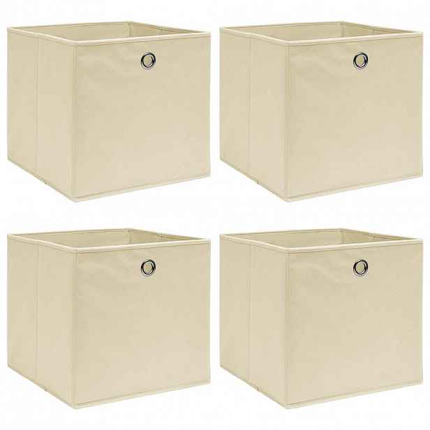 vidaXL Úložné boxy 4 ks krémové 32 x 32 x 32 cm textil