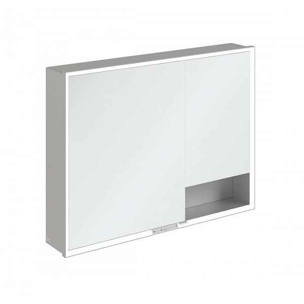 Villeroy & Boch My View+ - Zrcadlová skříňka s LED osvětlením 100x75x17 cm, 2 dvířka, šedá A4811000