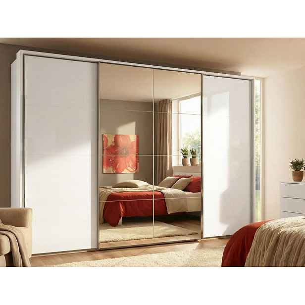 Šatní skříň Syncrono, 316 cm, bílá/zrcadlo