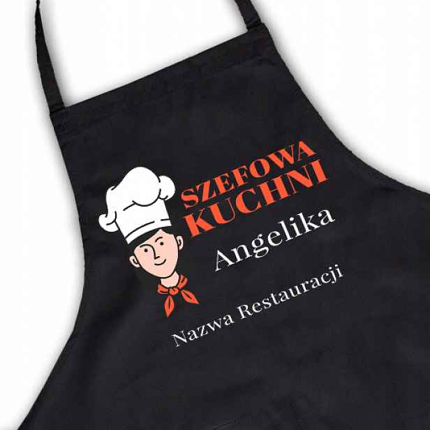Černá kuchyňská zástěra jako Dárek pro Šéfkuchařku Vaše Jméno Projekt