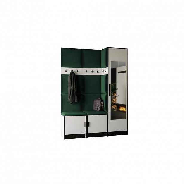 Kier Furniture PŘEDSÍŇOVÁ STĚNA ROJ 20 - 159,6x205x39cm Bílá & zelená látka