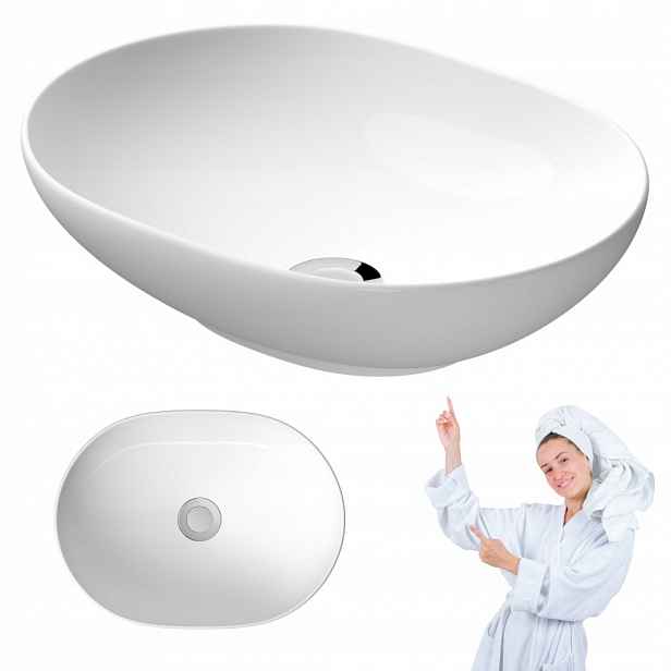Umyvadlo Na Desku oválné Cersanit Savio 50 x 38 cm, bílá lesklá barva