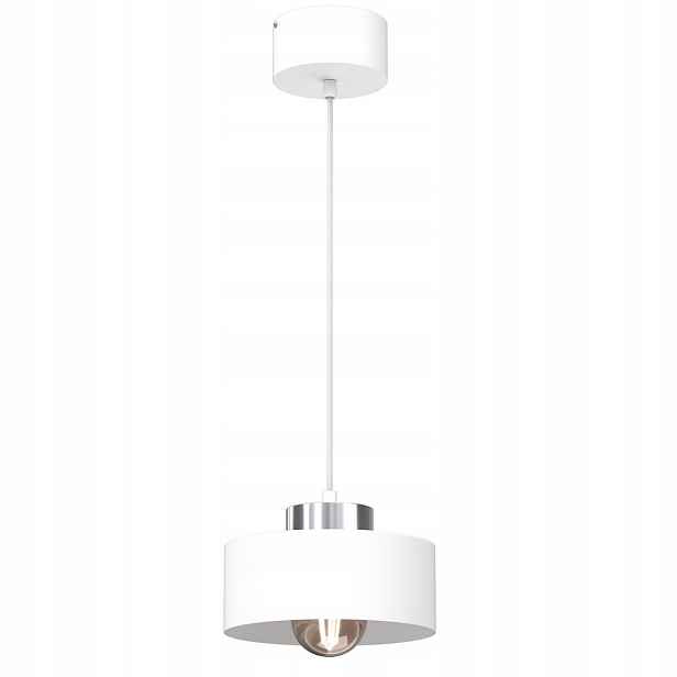 Závěsná lampa bílá chrom kulatá 20 cm do jídelny nad stůl a ostrov Luminex
