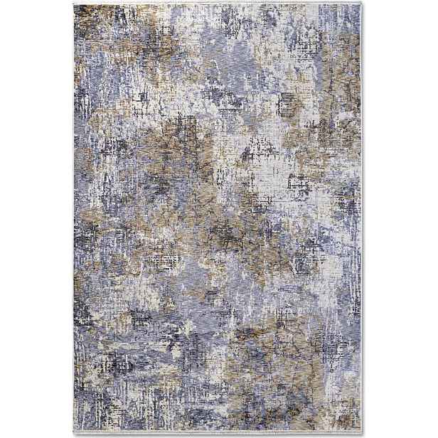 Koberec do obývacího pokoje 120x170 cm, beton mramor hnědo krémový s třásněmi