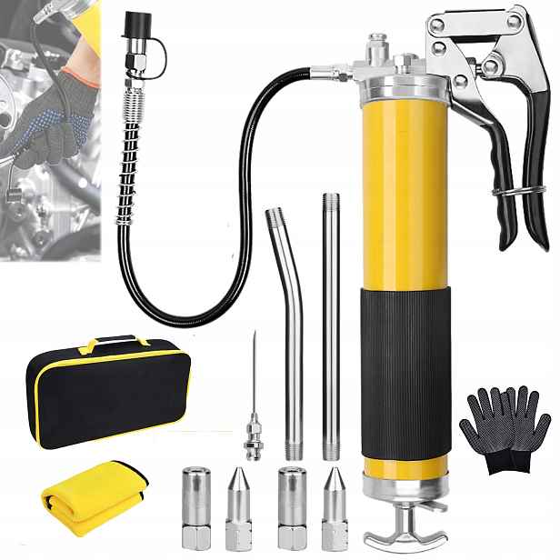 Ruční mazací olej 500 ml 7000 Psi, sada nástavců