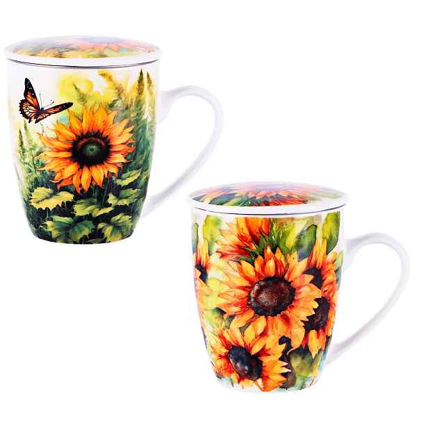 VERONI - Hrnek s čajítkem 360ml Canvas různé motivy
