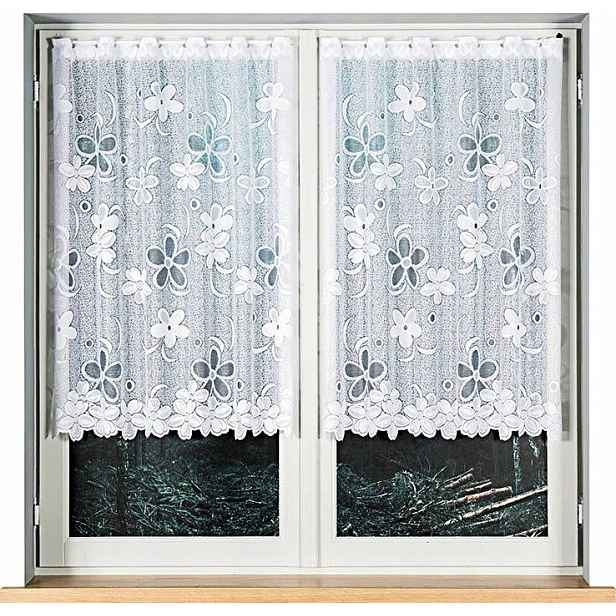 Záclona Renata 500x110 cm vzor 49885 jednoduchá s květinami (s lemováním)