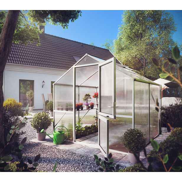Zahradní skleník KGT Rose II 2,2 x 2,3 m, šedá hliník