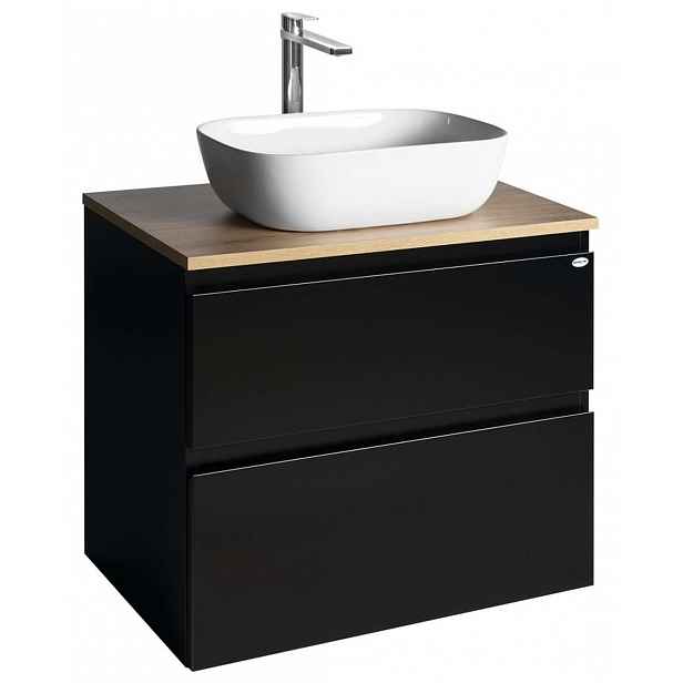 Aqualine Altair - Umyvadlová skříňka 68 cm, matná černá/dub emporio AI670-01