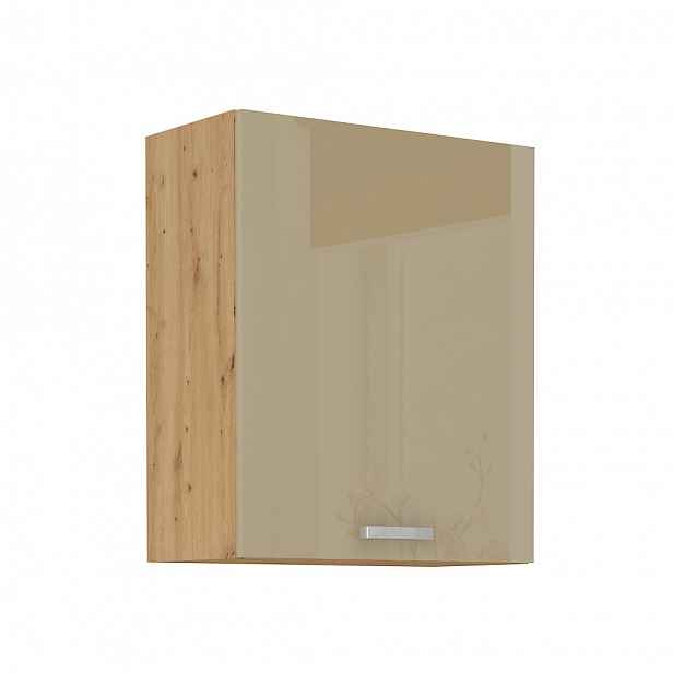 MEADOW, skříňka horní 60 G-72 1F, korpus: dub artisan, dvířka: cappuccino lesk