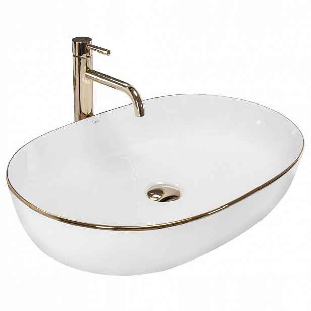 Umyvadlo na desku Cleo White Gold Edge (REA-U6211) /po/