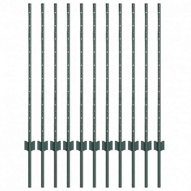 vidaXL Zabudovaný plotový sloupek 11 ks Zelená 140 cm