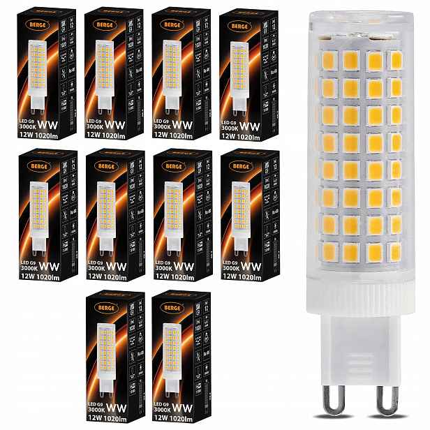 Led žárovka G9 12W 110W 1020lm Teplá Barva 3000K Silné světlo 10x