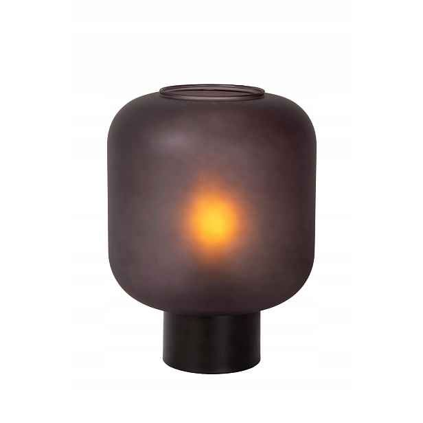 Stolní lampa Lucide, černá, kouřová skleněná, moderní lampa do ložnice