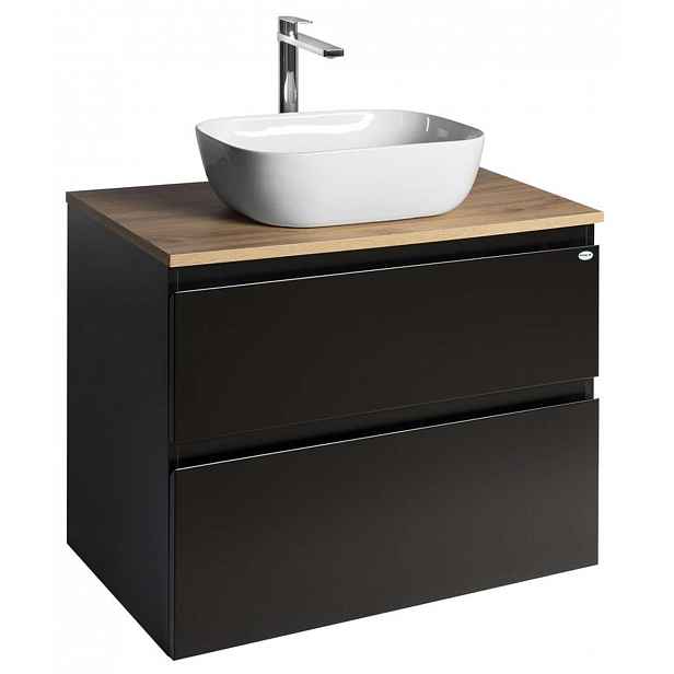 Aqualine Altair - Umyvadlová skříňka 79 cm, matná černá/dub emporio AI680-01