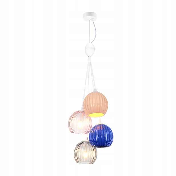 Italux Závěsná lampa Art Deco 4xE14 40W Matná bílá Skleněná stínítka