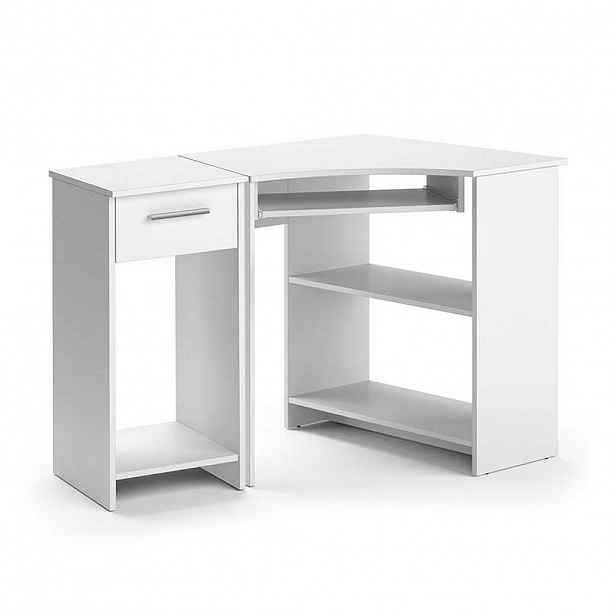 Vicco ROHOVÝ PSACÍ STŮL Odin Bílá 83 x 76 cm Sada se skříní PC