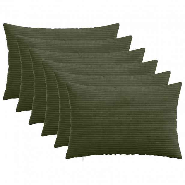 vidaXL Povlak na polštář 6 pcs HEERLEN Zelená 50 x 80 cm manšestr