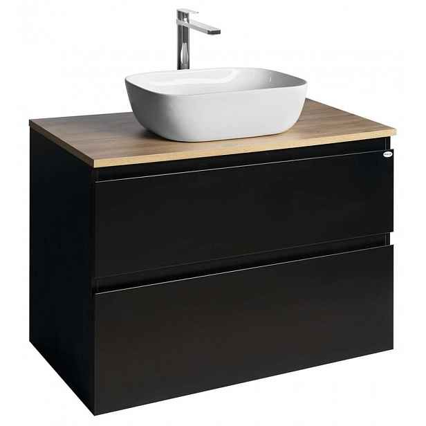 Aqualine Altair - Umyvadlová skříňka 88 cm, matná černá/dub emporio AI690-01