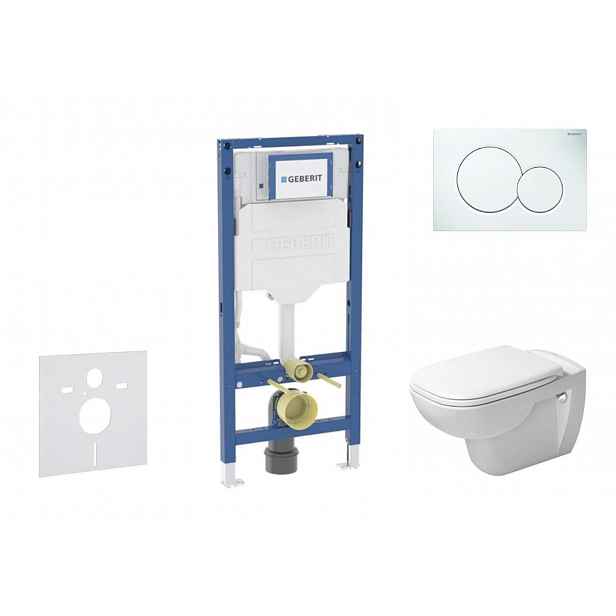 Geberit Duofix - Set předstěnové instalace, klozetu D-Code a sedátka softclose, tlačítko Sigma01, alpská bílá SANI11CP3100
