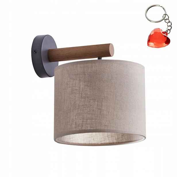 Lampa Nástěnné svítidlo Hnědá Deva Nature Dřevo Látka E27 Salon Tk Lighting