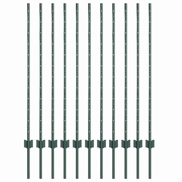 vidaXL Zabudovaný plotový sloupek 11 ks Zelená 160 cm