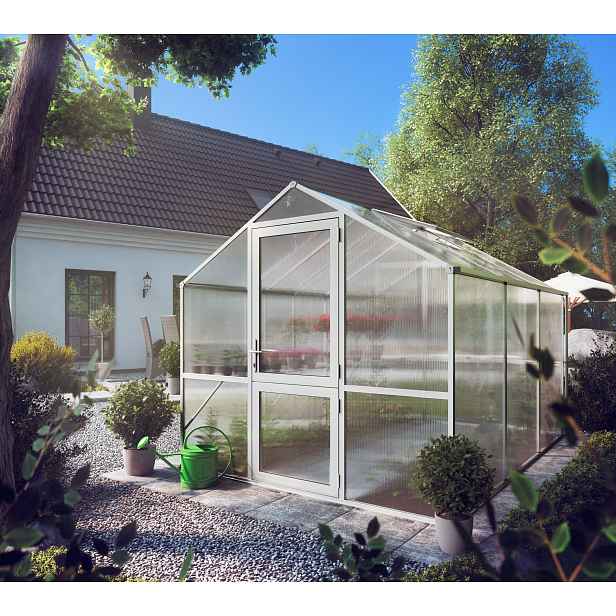 Zahradní skleník KGT Rose III 3,2 x 2,3 m, šedá hliník