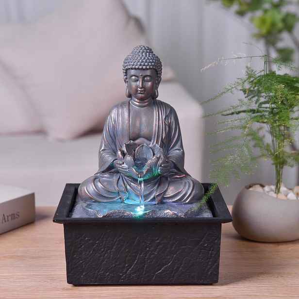 Fontána Buddha Meditace Lotos Barevné Led světlo