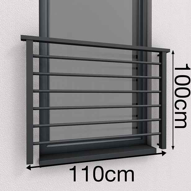 Francouzská okenní zábradlí hliníková 110 cm 7016
