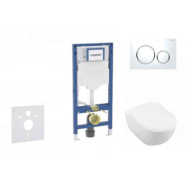 Geberit Duofix - Set předstěnové instalace, klozetu Subway 2.0 a sedátka softclose, tlačítko Sigma20, bílá/lesklý chrom SANI11CK3111
