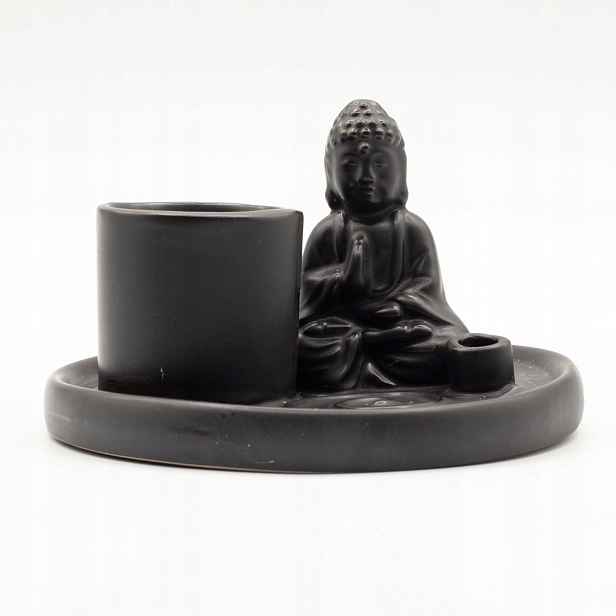 Keramická podložka pod kadidlo palo santo bílá šalvěj Buddha