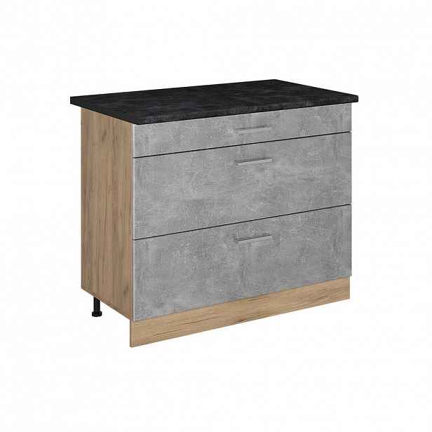 Vicco SPODNÍ SKŘÍŇKA KUCHYŇSKÉ LINKY R-Line, Beton/Zlatý mocný dub, 100 cm pracovná doska antracitová