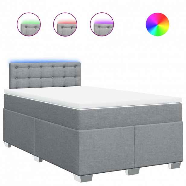 vidaXL Box spring postel s matrací světle šedá 120 x 200 cm textil