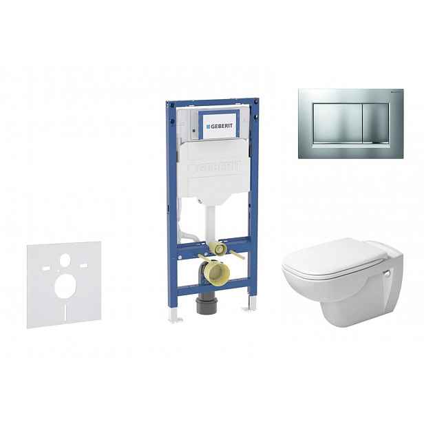 Geberit Duofix - Set předstěnové instalace, klozetu D-Code a sedátka softclose, tlačítko Sigma20, matný chrom/chrom SANI11CP2106