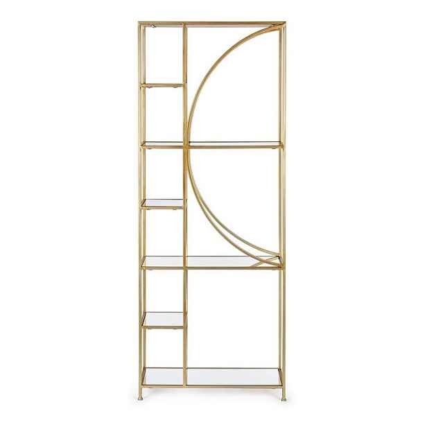 Ocelová knihovna ve zlaté barvě 66x176x25,5 cm Elenor – Bizzotto