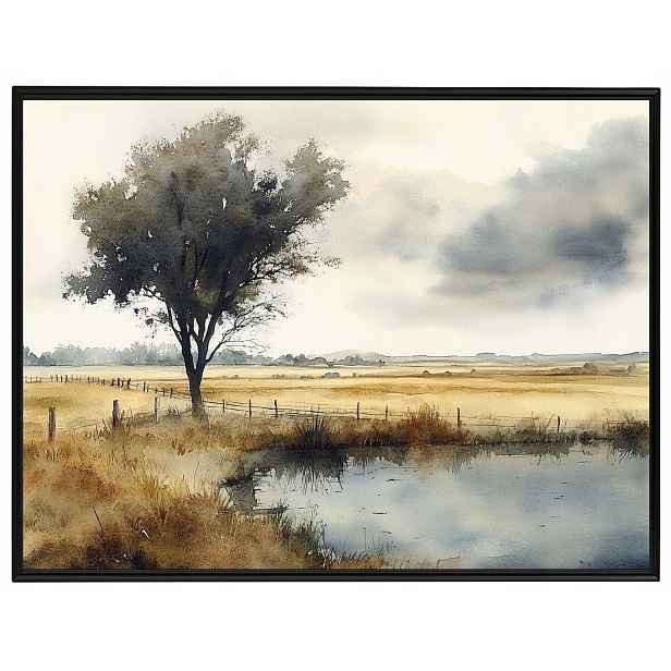 Plakát Rámeček Hliníkový Krajina Venkovská Pláň Pole Vrba 80x60