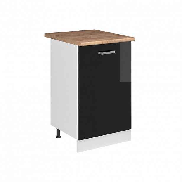 Vicco SPODNÍ SKŘÍŇKA KUCHYŇSKÉ LINKY R-Line, Černý vysoký lesk/Bílá, 50 cm pracovná doska Dub Goldkraft
