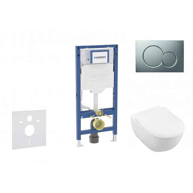 Geberit Duofix - Set předstěnové instalace, klozetu Subway 2.0 a sedátka softclose, tlačítko Sigma01, matný chrom SANI11CK2110