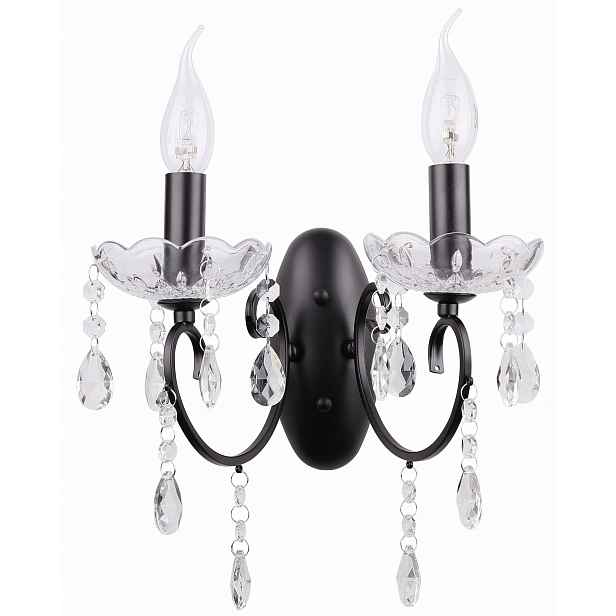 Nástěnná lampa Candellux Aurora 2xE14 40W Křišťál Černá